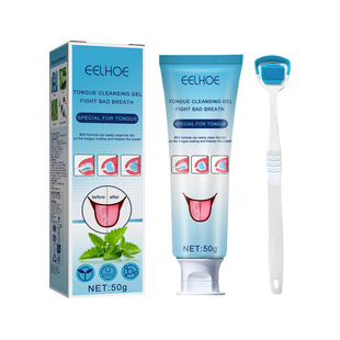 EELHOE Tongue Coating Cleaning Gel with Brush Tongue Coating Cleaning Oral Care Removal of Oral Cavity Odor Fresh Breath