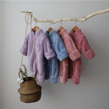 婴儿冬款加厚毛毛连体衣宝宝防风袖保暖包脚款绒绒长款爬服包屁衣