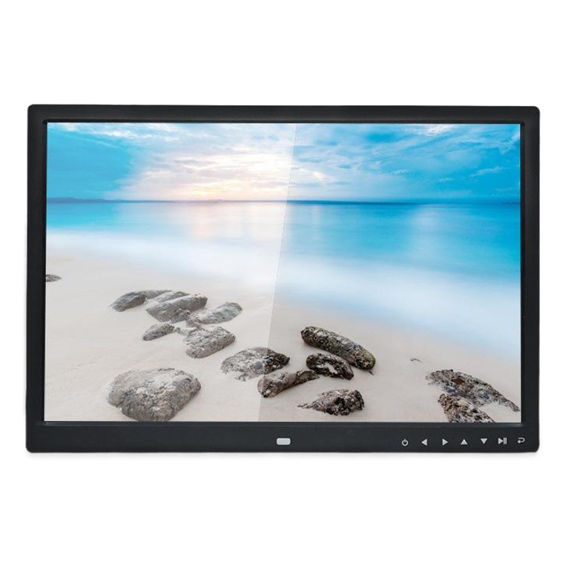 Venta directa de fábrica 17,1 pulgadas HDMI botón táctil portátil pantalla digital foto marco electrónico álbum máquina de publicidad