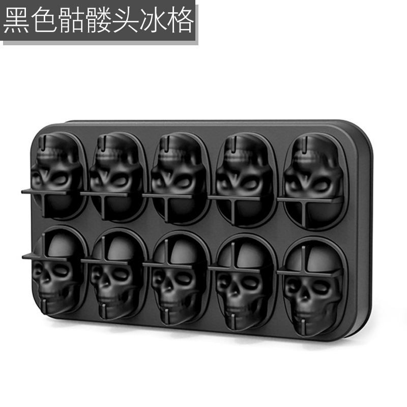 Transfronterizos cráneo molde de hielo 6 10 cráneo silicona molde de hielo de celosía de hielo de whisky mezclar caja de hielo