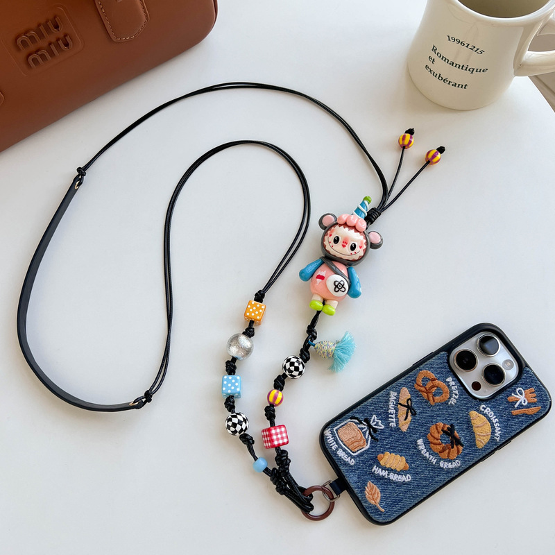 オリジナルデザイン手作り布ビーズ携帯電話チェーンカメラチェーンクロスボディペンダント紛失防止チェーンストラップかわいい|undefined