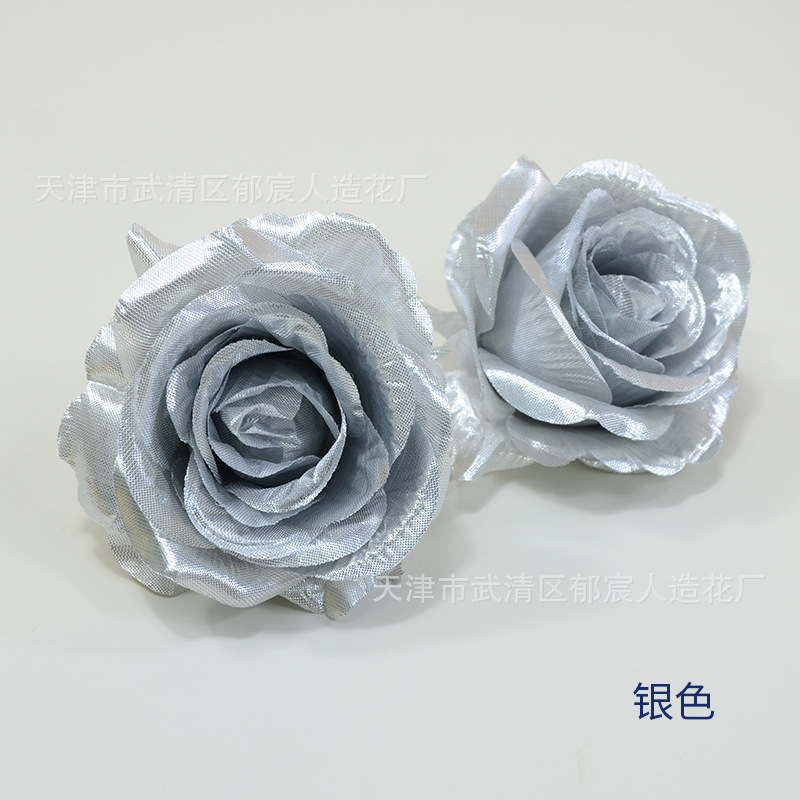 ローズ造花ハイエンドブルーフラワー結婚式の装飾偽花芯ローズヘッドローズフラワー卸売|undefined