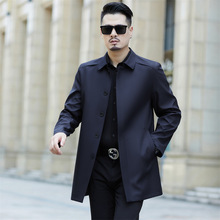 新款棉服男秋冬中长款羊毛内胆休闲翻领外套中年爸爸保暖棉袄风衣