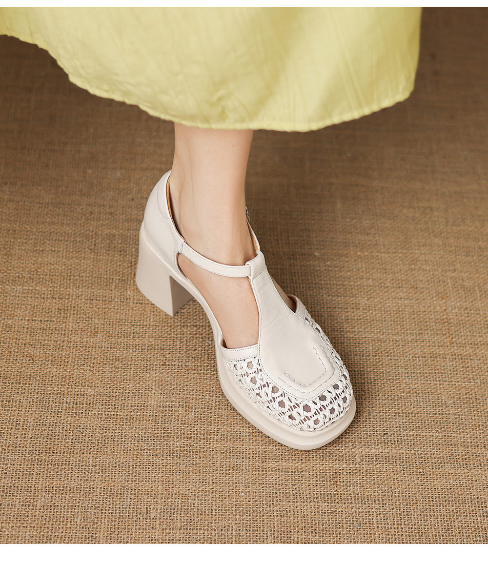 Sandal cao gót nữ mũi nhọn quai chữ T đế dày gót 7 cm — đen chi tiết 11