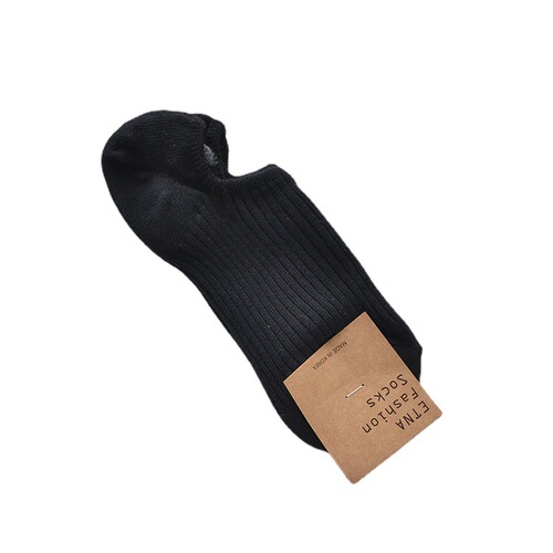 0Solid Color Vertical Stripe Short Waist Boat Socks Korean Socks ETNA Japanese Simple Women's Shallow Mouth Cotton Mingpeng Socks
