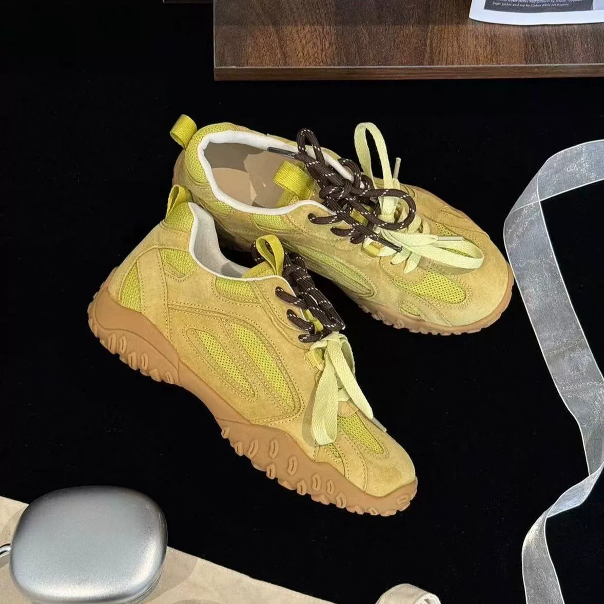 2024 Новый Хан Сукси Та же обувь женская сетка дышащая лента балет этический стиль обувь повседневная спортивная маленькая белая обувь