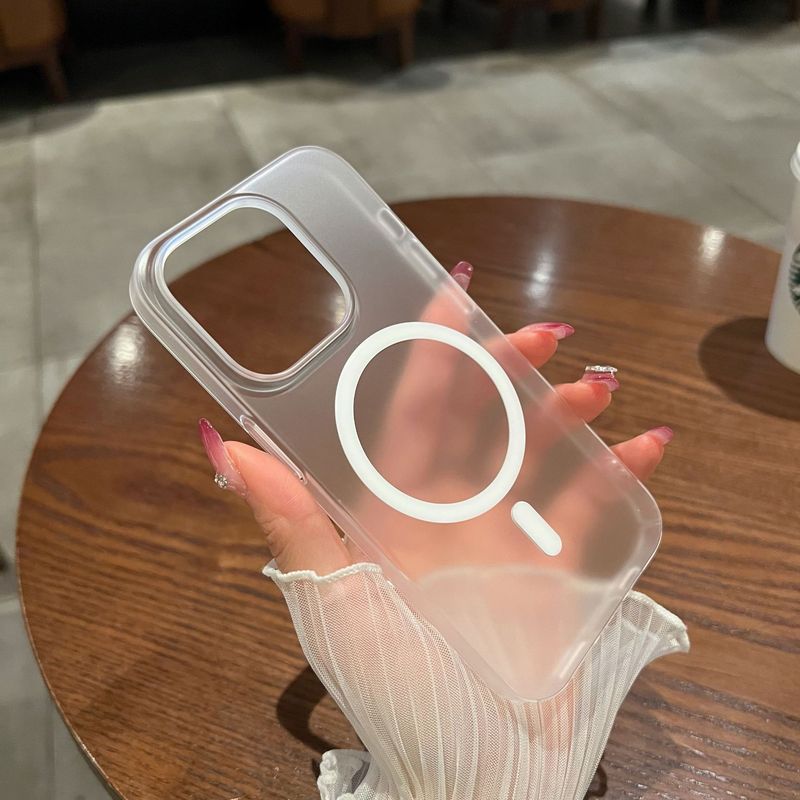 冰雾超薄磨砂磁吸适用iPhone16手机壳大孔防摔半透苹果15肤感硬套|undefined