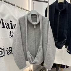 2025年韩版秋冬新款拉链款双面羊毛大衣女短款双面立领毛呢外套女