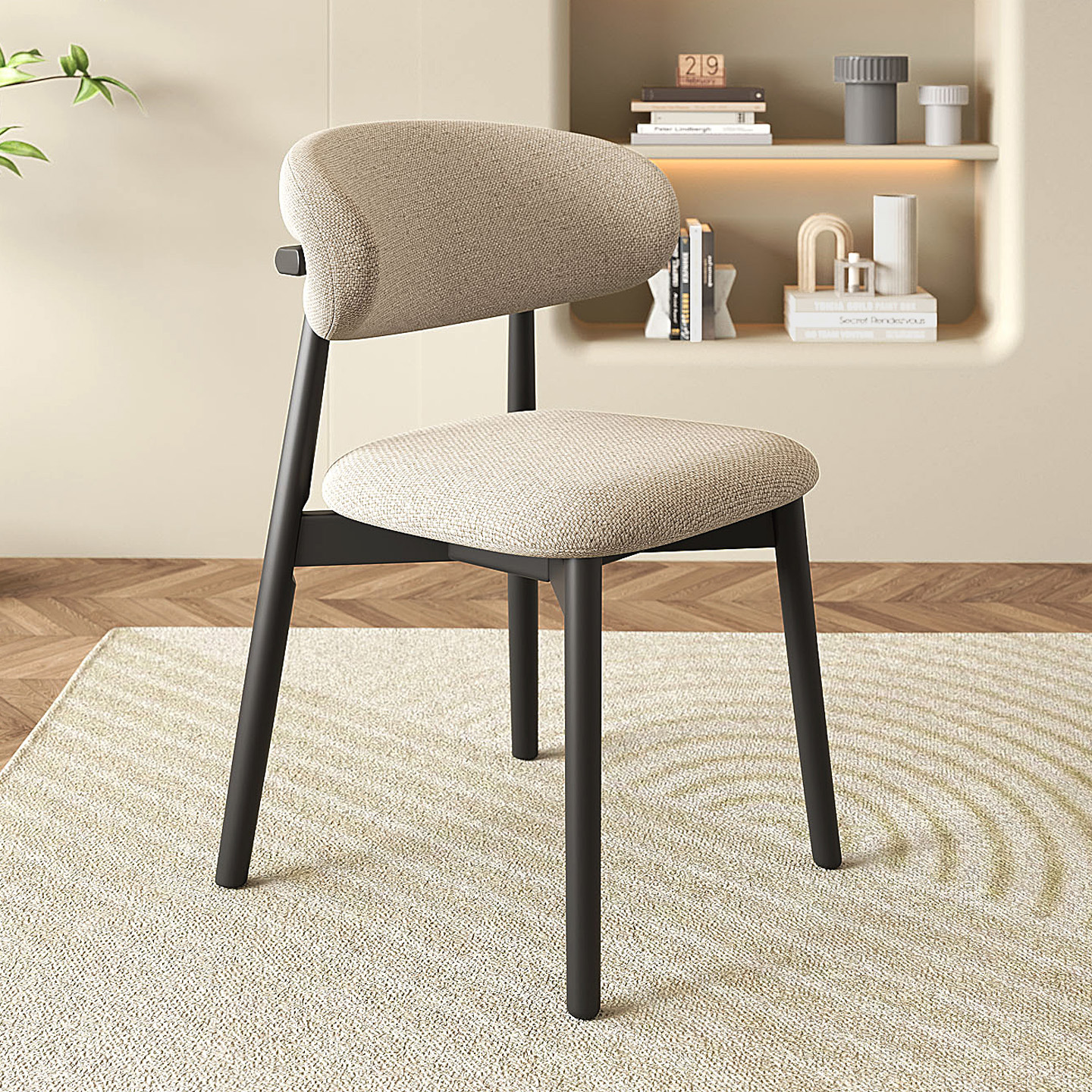 Silla de comedor de madera maciza moderna y simple nórdica, silla de comedor casera, silla de hotel, silla de respaldo de lujo ligera, silla de cornucopia