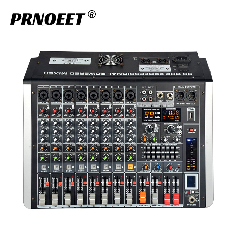 8路带功放调音台无线话筒一体机 蓝牙音乐调音台会议舞台婚庆音响