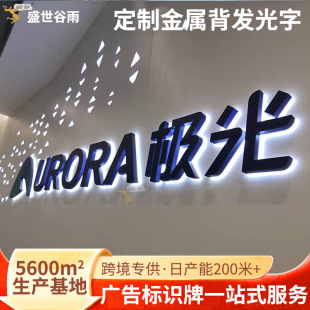 Outdoor Door Acrylic Stainless Steel Led Luminous Sign Paint Back Luminous Lettering Shop Production Customization