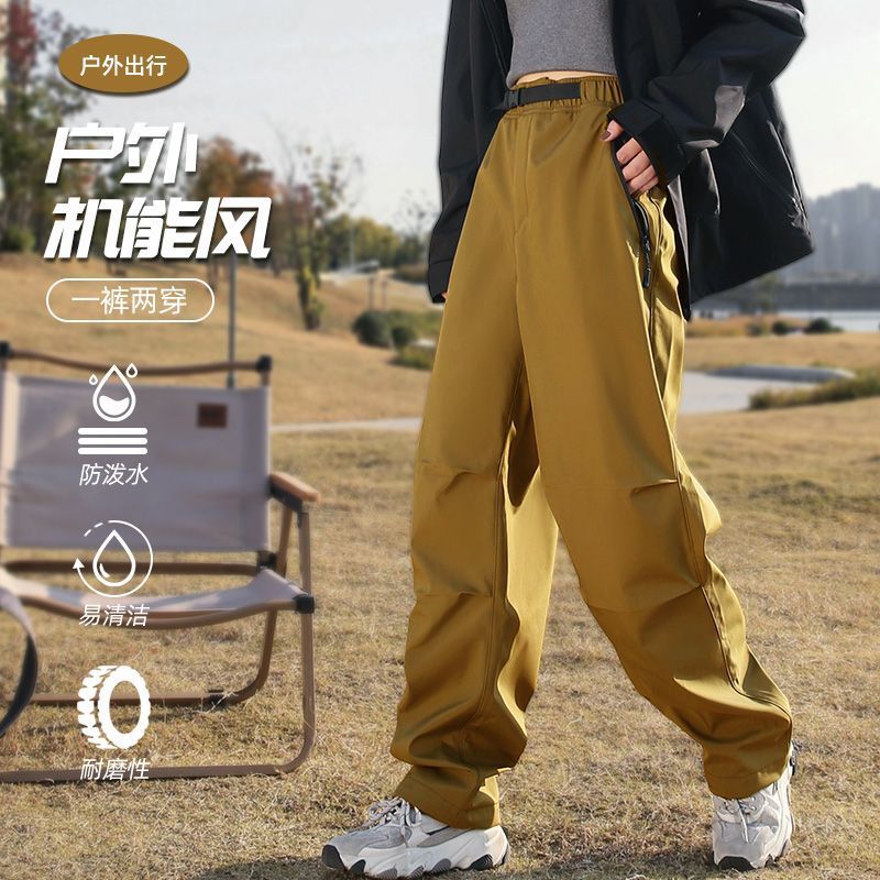 2025 otoño y invierno nuevos pantalones paracaidistas de herramientas al aire libre frescos a prueba de rociadores de agua más vello grueso pareja pantalones casuales versátiles