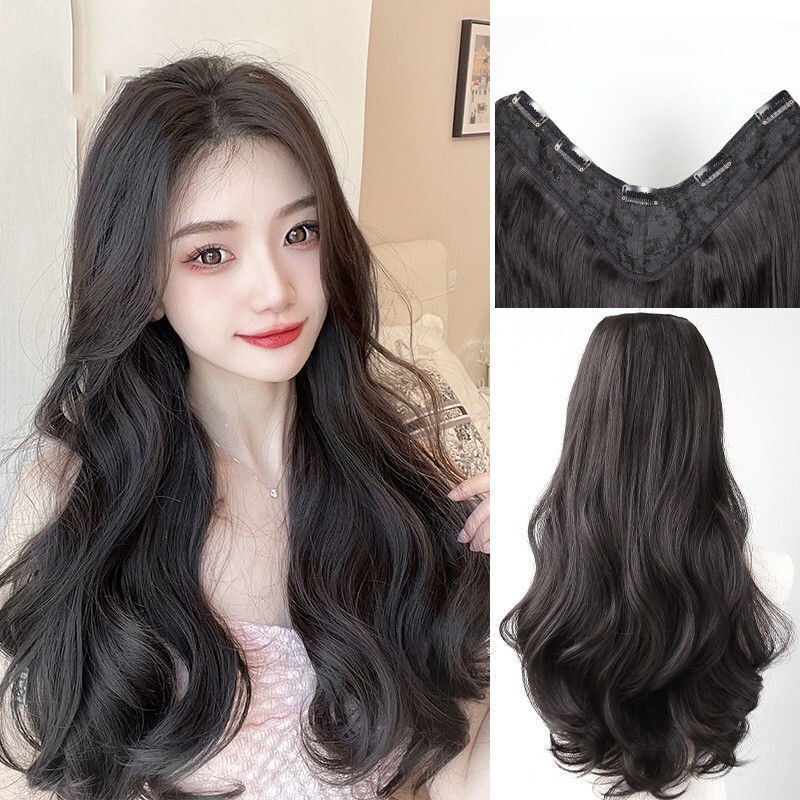 One-piece large wavy U-shaped curly hairpiece, naturally voluminous, adds hair volume, women's long hair, seamless hair extensions One-piece large wavy U-shaped curly hairpiece, naturally voluminous, adds hair volume, women's long hair, seamless hair extensions