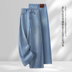 浅色窄版阔腿裤女2025秋季新款高腰显瘦小个子时尚百搭宽松直筒裤
