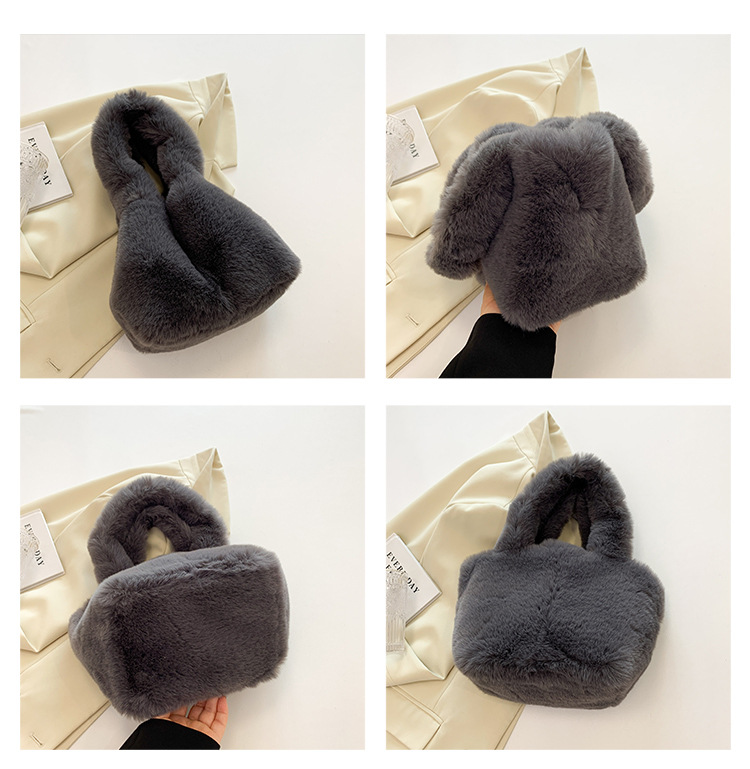 New handbag for women in 2024 with a high-end feel, solid color plush bag, fashionable and versatile handbag, cute_voghion.com