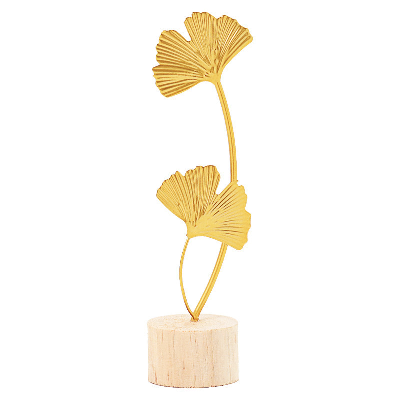 Ginkgo biloba ornamentos de hierro fundido nórdico creativo en el hogar sala de estar decoración de armario de vino de entrada artesanía de metal de lujo ligero image 6