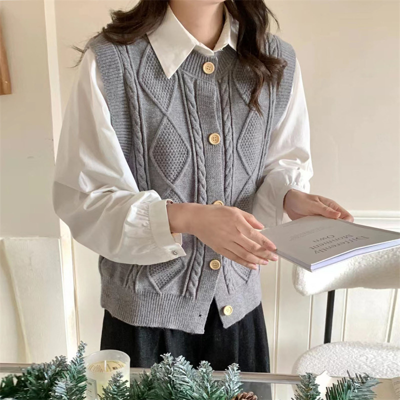 24 Dongpuyuan estilo retro renacimiento chaleco de mujer Cardigan de cuello redondo suministro de primera mano