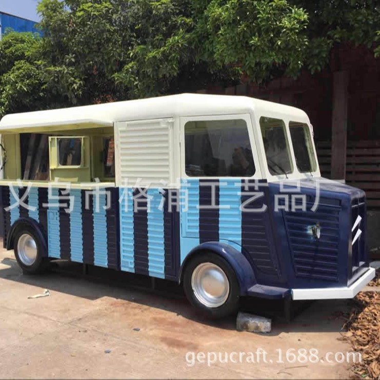 欧式复古雪铁龙巴士售卖车  巴士咖啡屋茶吧餐厅收银台小吃车