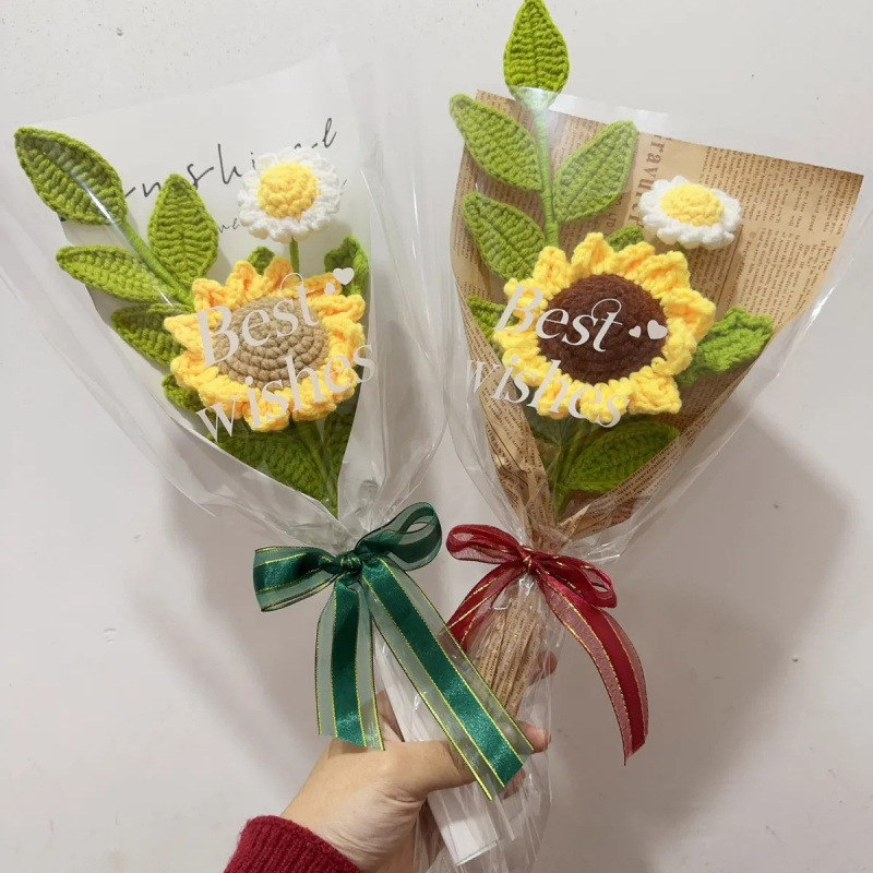 跨境手工毛线花仿真花艺装饰向日葵花朵妇女情人教师节伴手礼|undefined