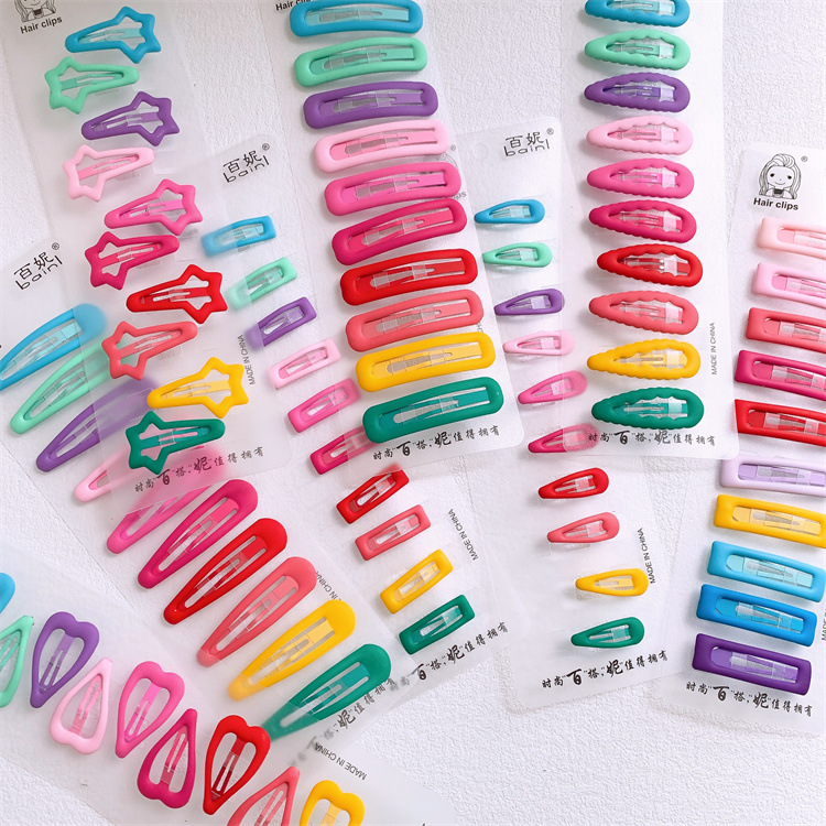 韓版兒童彩色橡皮漆星星髮夾可愛女童愛心側邊碎發BB夾劉海發卡頭
