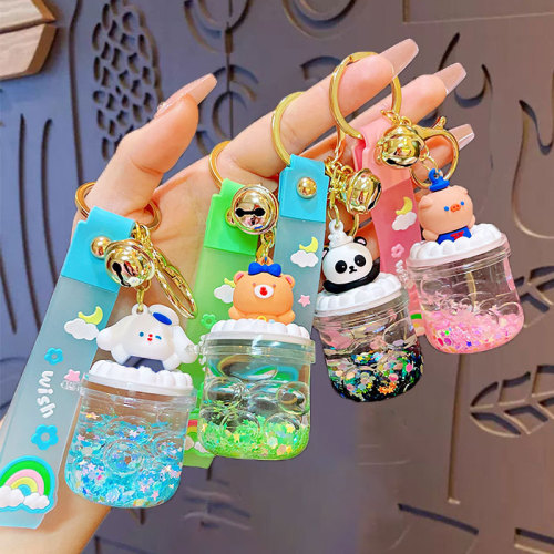 Creative acrylic oil key chain pendant cute cartoon couple car key chain pendant small gift wholesale