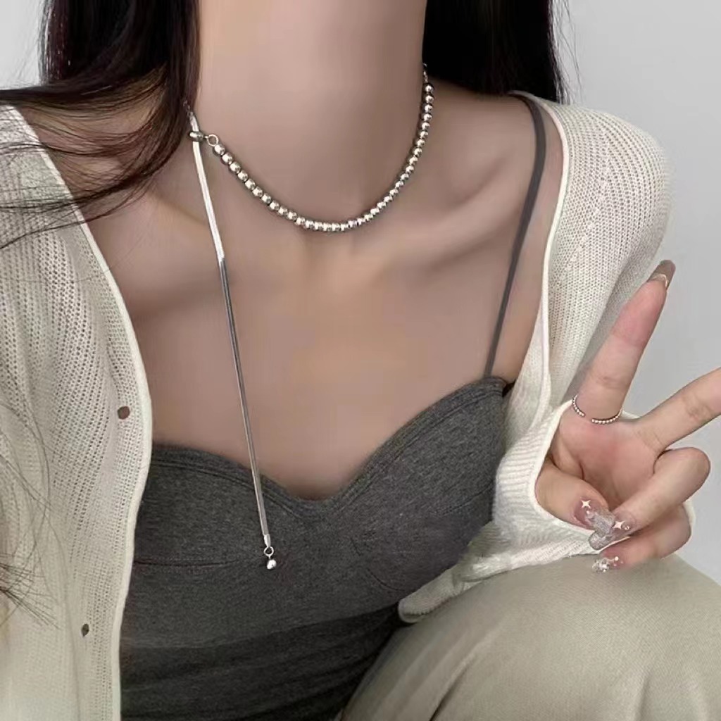Collar elegante con cuentas para mujer cadena clavícula acero_voghion.com