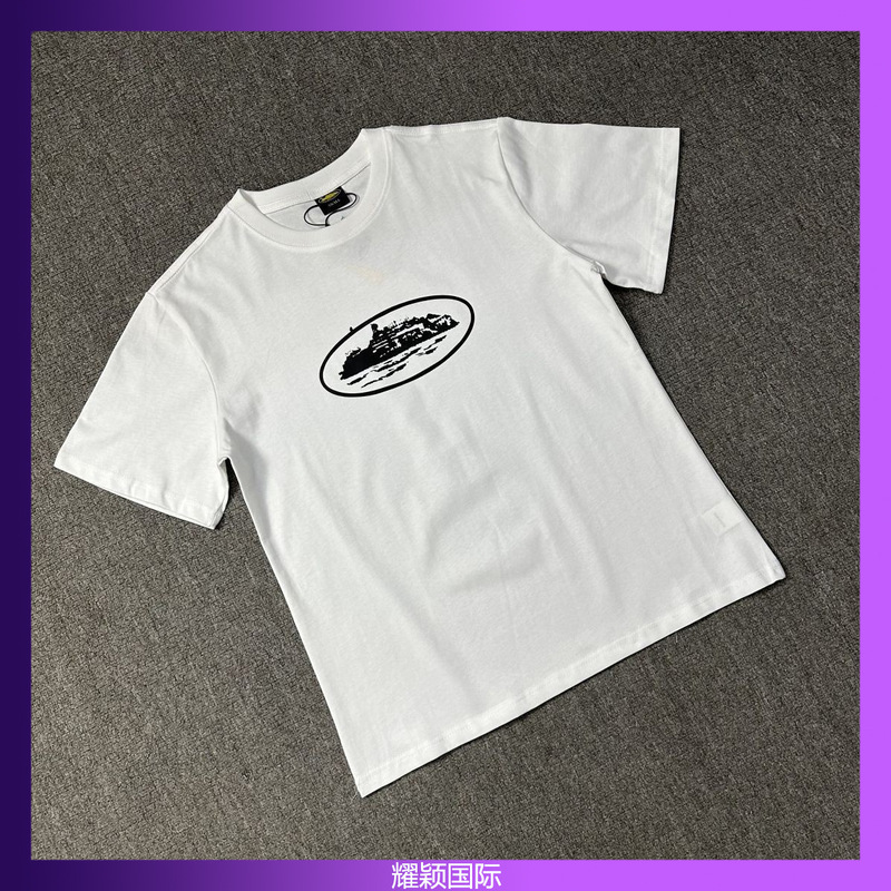 American-Style Corteiz Cruise Ship Print Short-Sleeve T-Shirt, Unisex Loose Round Neck Summer Corteiz Trendy Summer Fashion