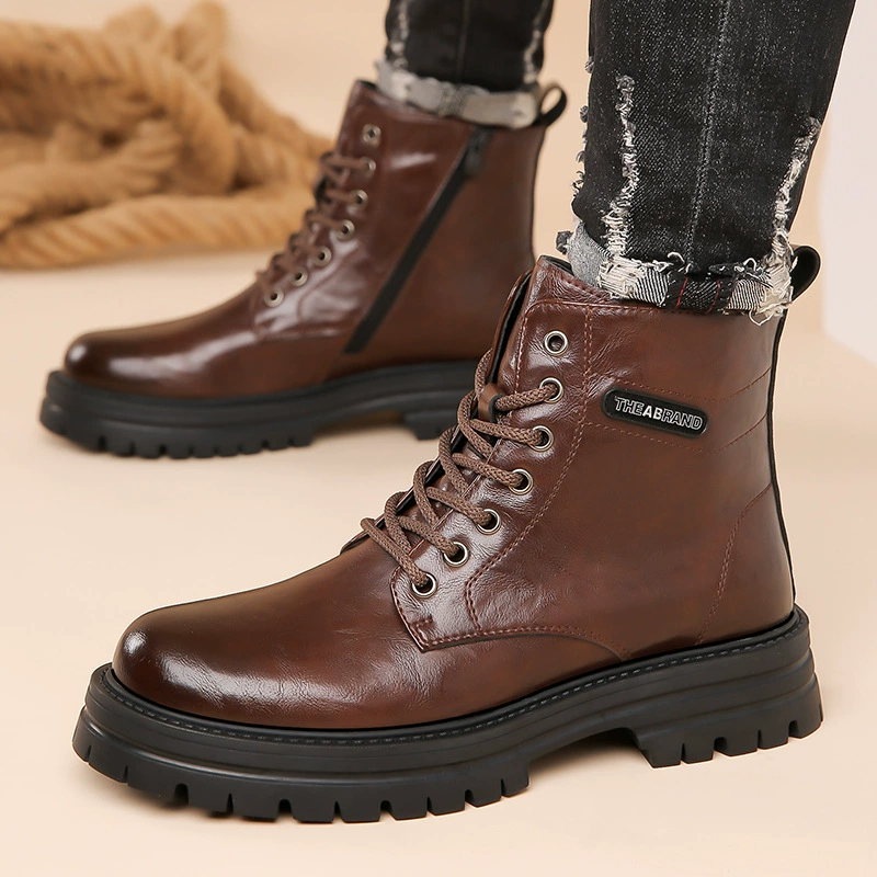Martens‑style ankle boots, British/English look with side zipper, mid‑length low boots