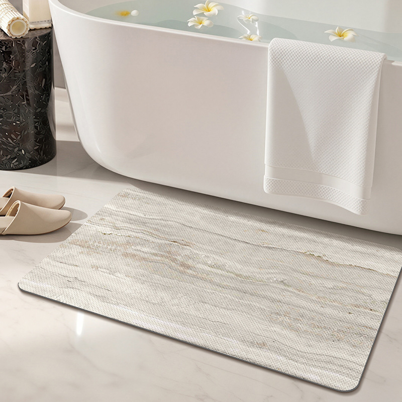Cross-Border In-Stock European-Style Light Luxury Marble Home Bedroom Bedside Mat, Absorbent Diatomaceous Earth Floor Mat, Bathroom Mat, Dropshipping