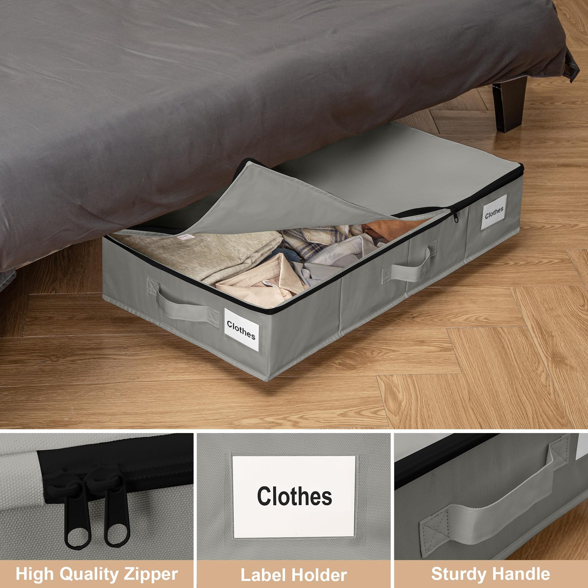 Foldable Under Bed Storage Box With Wheels, Dustproof Rolling Storage Organizer For Clothes, Shoes, Sundries, Bedroom Home Space Saving Container_maomaolike.com