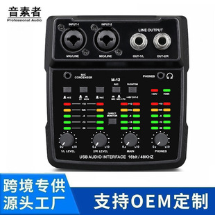 Cross-Border 2-in and 2-Out Computer Recording Sound Card Mixer Can Be Split-Track USB Driver-Free 16Bit/48Khz
