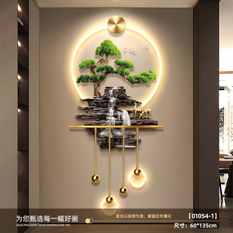 Pintura decorativa del porche de la casa de bienvenida, pintura mural de alto grado, pintura de paisaje, pintura de lámpara de hierro forjado tridimensional