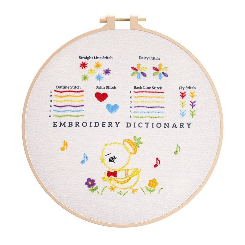 Kit de Bordado Luzhou para Principiantes, Instrucciones en Inglés de Amazon, Diseño de Gato y Cesta de Flores, Tela de Práctica para Niños image 9