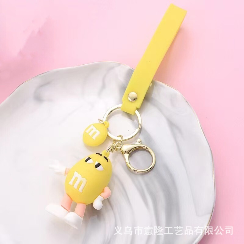 クリエイティブ M ビーンレターキーホルダーペンダントかわいい漫画接着剤 PVC 立体車のキーチェーン小さなギフト卸売|undefined