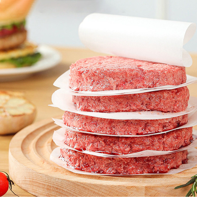 Pastel de cerdo de hamburguesa papel de separación para hornear papel de aceite de silicona de doble cara pastel de mano papel de almohadilla doméstico papel de aislamiento de pastel de carne congelada