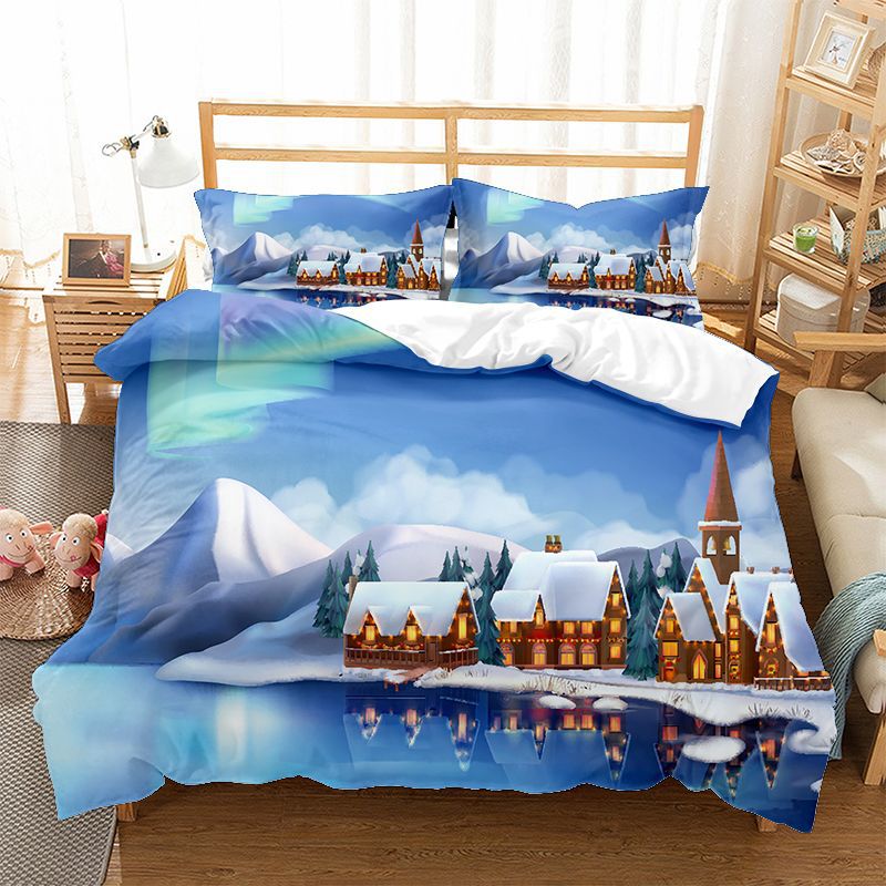Christmas sled series three down duvet cover, matte four two piece set, customizable_voghion.com