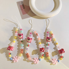 趣味可愛小熊不規則手提鏈吊墜手腕帶通用手機殼手機掛繩原創飾品