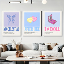 北欧字母抽象线条客厅装饰画马蒂斯艺术帆布画家居高清喷绘画芯