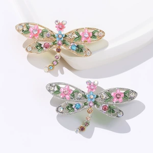 New Multi-Color Retro Multi-Color Oil Dripping Enamel Colorful Dragonfly Brooch for Men and Women, Insect Pin Corsage Jewelry