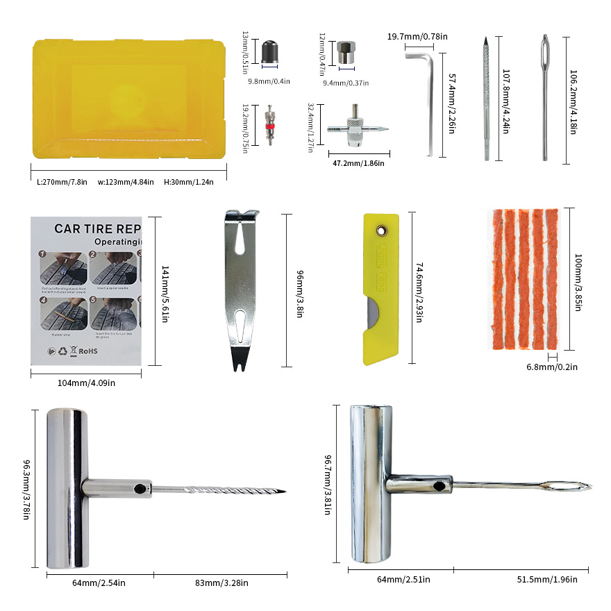 33-Piece Set 58-Piece Set Car Motorcycle Battery Car Vacuum Tire Car Tire Repair Tool Box Emergency Repair