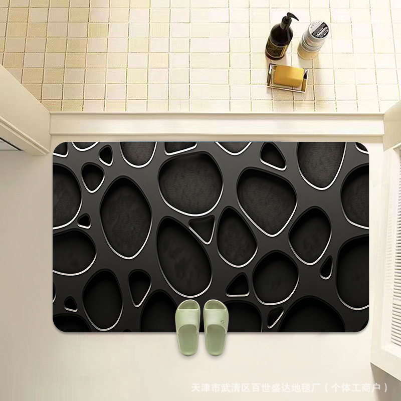 3D Visual Bathroom Floor Mat, Industrial Style Hollow Texture Door Mat, Bathroom Toilet Door Absorbent Quick-Dry Non-Slip Mat 3D Visual Bathroom Floor Mat, Industrial Style Hollow Texture Door Mat, Bathroom Toilet Door Absorbent Quick-Dry Non-Slip Mat