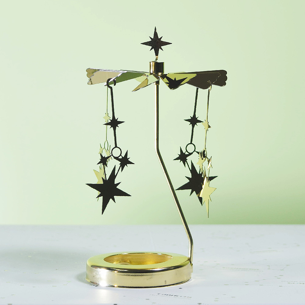 Profesional INS Amazon fabricante romántica aromaterapia vela de vidrio cubierta inteligente giratoria de acero inoxidable candelabro linterna