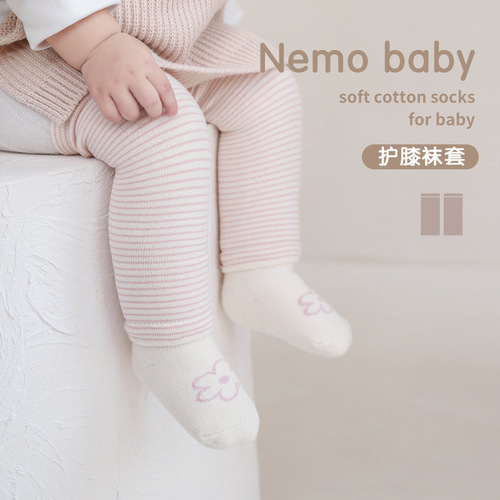 Winter Newborn Baby Knee-High Thick Warm Insulated Crawling Leg Guards Long Socks