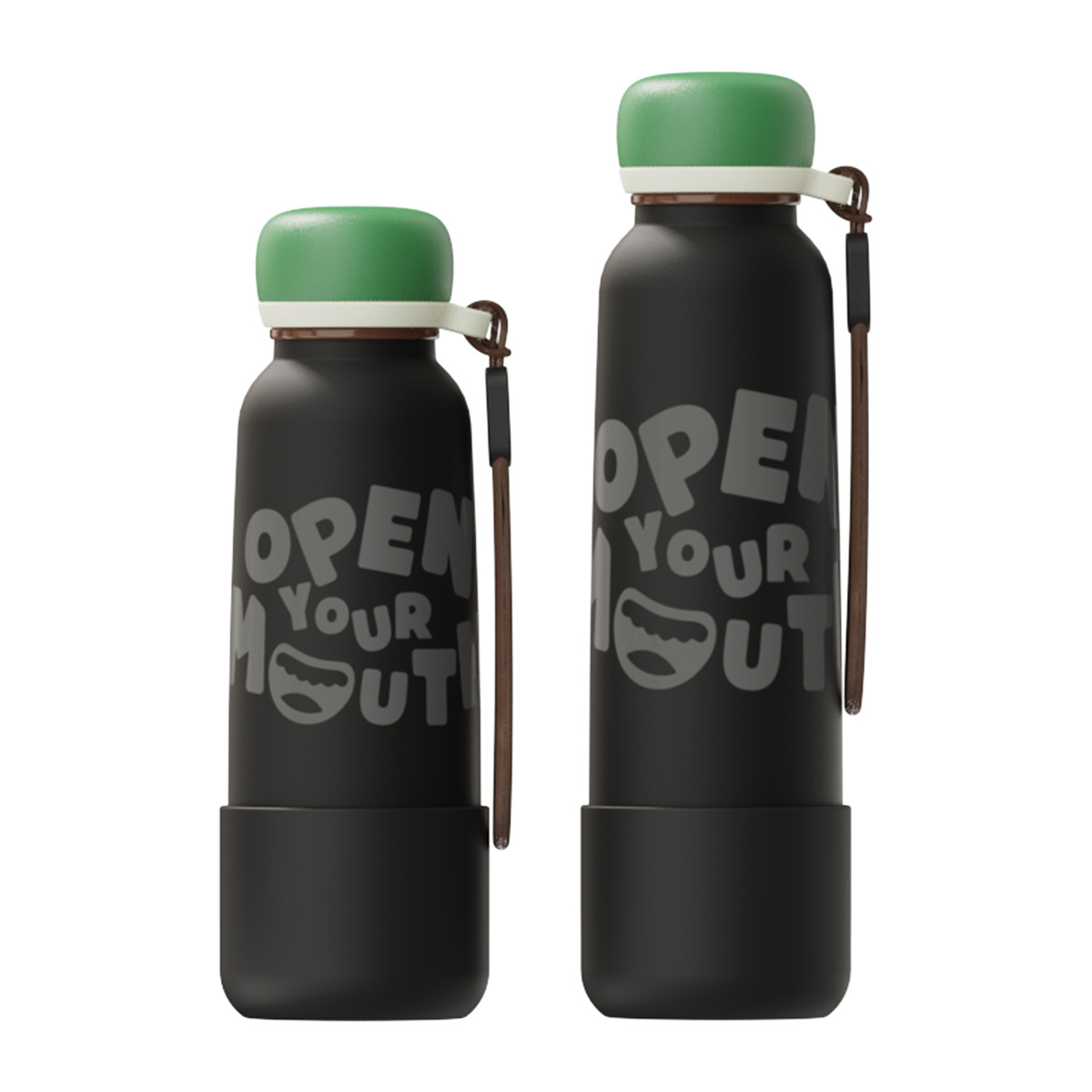 Isolierte Edelstahl Trinkflasche Mit Strohhalm Und Trageschlaufe_voghion.com