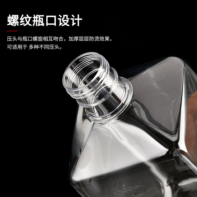 Botella de azúcar prensada a mano leche tienda de té squeeze botella de vidrio botella de fructosa botella de jarabe de plástico botella de azúcar comercial