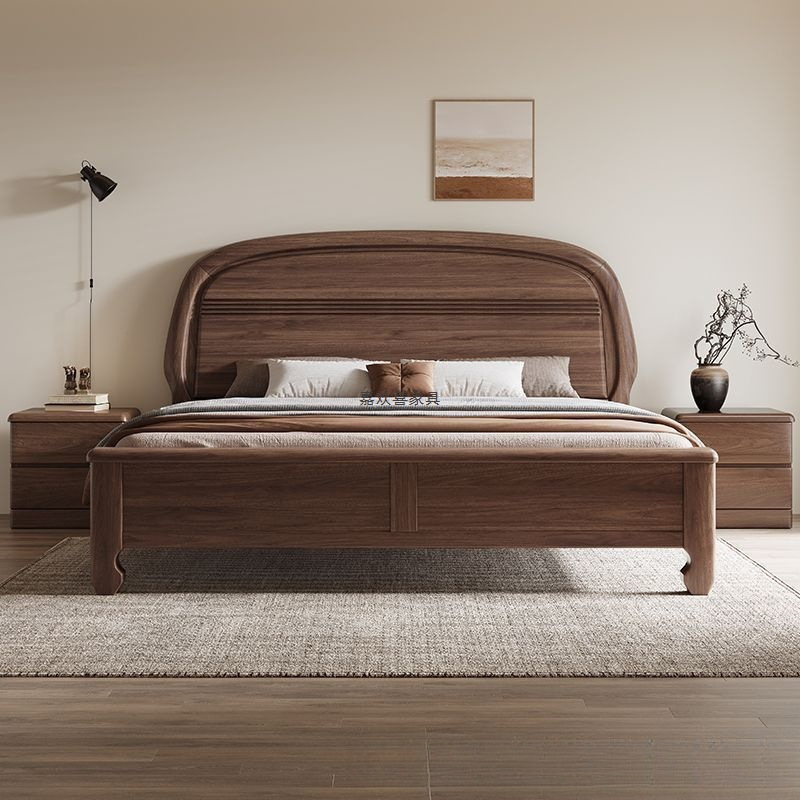 New Chinese-Style North American Black Walnut Solid Wood Bed, Light Luxury Soft Headboard, Master Bedroom 1.8m Double Bed, Bedroom with Air Pressure Storage