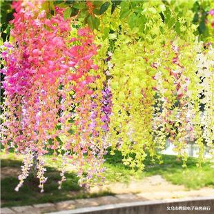 Artificial Wisteria Flower Fake Flower Violet Ceiling Flower Vine Wall Hanging Artificial Encrypted Plastic Wedding Decoration Fake Flower Bean Flower