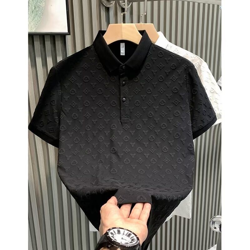 Fashionable light luxury summer jacquard casual short-sleeved POLO shirt men's new comfortable breathable youth lapel half-sleeved T-shirt