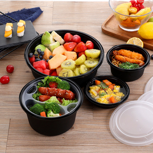 Mingxing Disposable Meal Box Security Lock Fastener Round Fast Food Takeaway Packing Box PP Plastic Soup Noodle Bowl Lunch Box