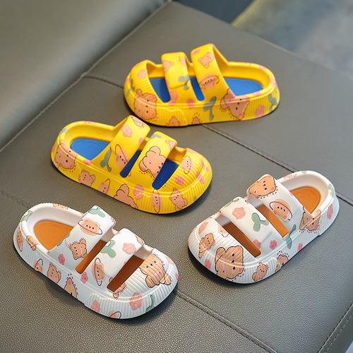 Children's slippers summer boys and girls cartoon cute non-slip thick bottom soft bottom parent-child indoor shoes girl baby slippers